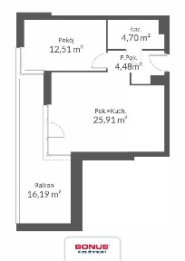 2 pok. z bardzo dużym balkonem - nowe
