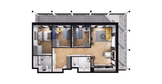 4-pokojowe mieszkanie 76m2 + loggia Bezpośrednio