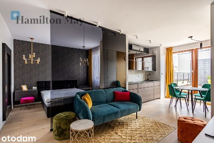 Eleganckie studio Wola z pięknym tarasem