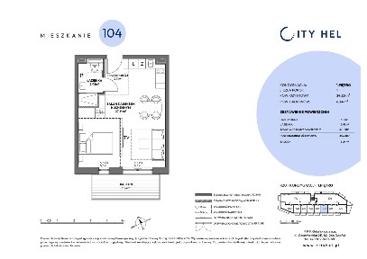 1-pokojowe mieszkanie 34m2 + balkon