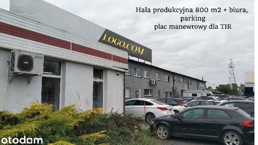 Hala produkcyjna 800 m2 + biura, plac dla TIR, moc energii 100 kW.
