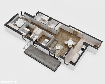 4-pokojowe mieszkanie 74m2 2 łazienki + balkon