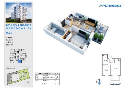 2-pokojowe mieszkanie 32m2 + balkon Bezpośrednio