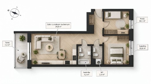 Gotowe | Dwustronne | Południowy Salon | Balkon