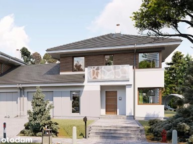 Nowoczesny bliźniak łączony garażami 140m2, 756m2 działki | gabinet