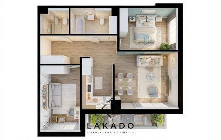 70m² / 3 pokoje / 2 łazienki / od południa!