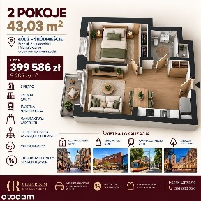 2 pokoje | Centrum | Piotrkowska | Śródmieście | Odbiór | Manufaktura