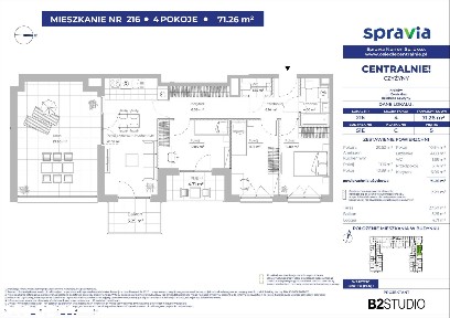 4-pokojowe mieszkanie 71m2 + taras Bezpośrednio