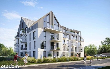 Dwupoziomowy apartament z tarasem, 400m od Morza