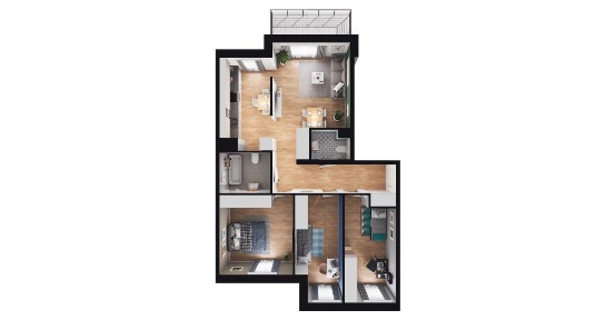 4-pokojowe mieszkanie 77m2 + balkon Bezpośrednio