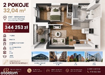 2 pokoje | Łódź Fabryczna | EC1 | Balkon | piotrkowska | odbiór kluczy