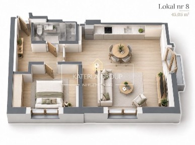 2 pokoje wykończone pod klucz balkon 45,05 m2