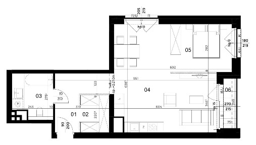 Poranki na wschodniej loggii; 57 m² z opcją drugiego pokoju