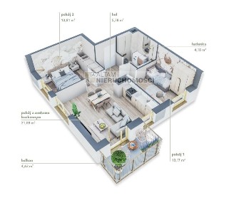 3pok 52m2 balkon|-1000zł/m2|park|Mistrzejowice|0%