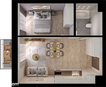 2.M.02 | 35,88 m² | 2 pokoje z balkonem| Krzyki- Gaj
