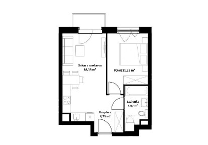 Idealne mieszkanie - 39 m² | 2 pokoje | Przemyślany układ pomieszczeń