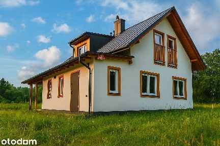 Dom szkieletowy z dużą działką wśród lasów i jezior Szczepkowo k.Iławy