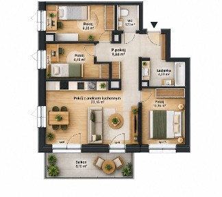 4 POKOJE | 67,49 M² | NAROŻNE | 5. PIĘTRO | ZAKRZÓW