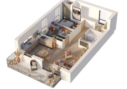 Mieszkanie 3pokojowe | 68,09 m² | ogród+2 miejsca postojowe | Kosakowo