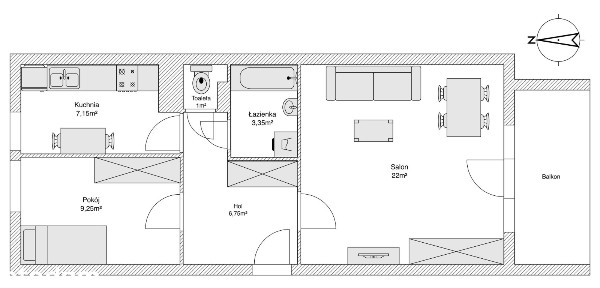 2 pokoje, 49,5 m², oddzielna kuchnia, tramwaj pod domem, do remontu