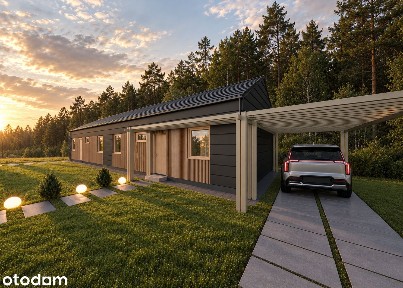 Nowy Parterowy DOM 68 m² w zabudowie bliźniaczej - Ogród przy LESIE