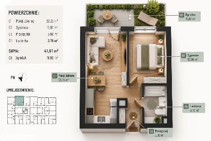 2 pokoje | 41,91 m² | ogród 16 m² | nowa inwestycja | gotowe w 2026 r.