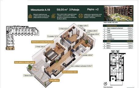 3 pokoje | 59 m² | Duży balkon | Blisko PKP | Bez prowizji