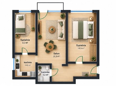 3 pokoje | 49,96 m² | Generalny remont | Balkon | Inowrocław