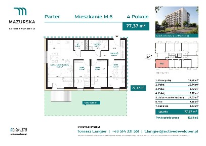 4-pokojowe mieszkanie 77m2 + taras Bez Prowizji