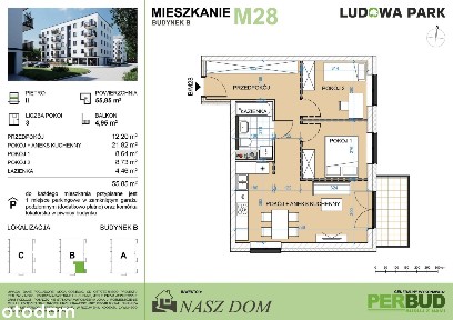 Ludowa Park | mieszkanie 3-pok. | BM28