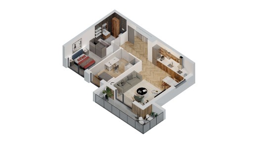 Trzypokojowe mieszkanie 59,69 m² z miejscem postojowym