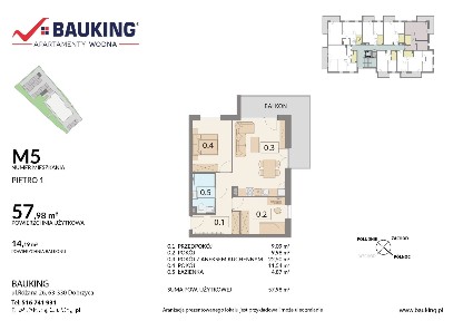 Jarocin, ul. Wodna, 57m2 na 1. piętrze, BAUKING Apartamenty w centrum