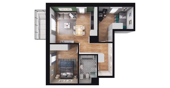 3-pokojowe mieszkanie 45m2 + balkon