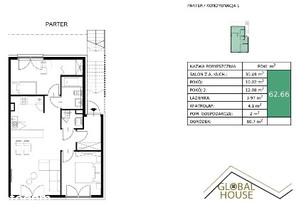 3 pokoje 62,66 m2, pompa C, Kraków, Wola Justowska