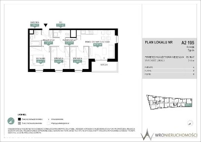4 pokoje | 63,20 m² | balkon | 8 piętro | Wrocław