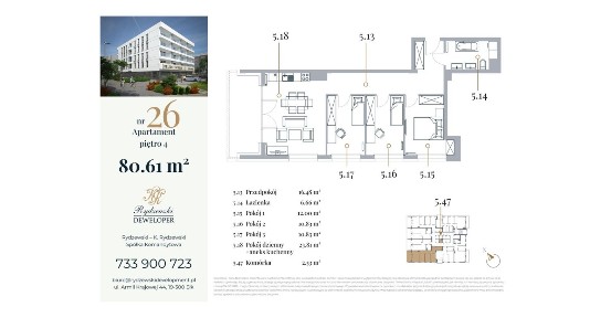 4-pokojowe mieszkanie 80m2 Bezpośrednio
