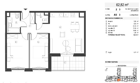 3 POKOJE | 62,82 m² | 2. PIĘTRO | LOGGIA 8,07 m²
