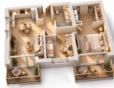 3 pokoje + garderoba | 60,92 m² | 2 balkony | Kątova Park