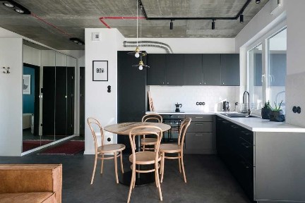 Mieszkanie 46m2, Kraków, Barska 69, One-bedroom, Salon z kuchnią