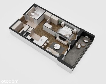 2-pokojowe mieszkanie 47m2 garderoba + balkon