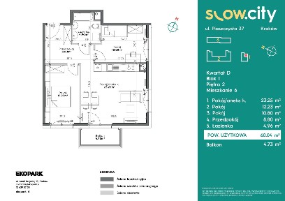 3-pokojowe mieszkanie 60m2 + balkon