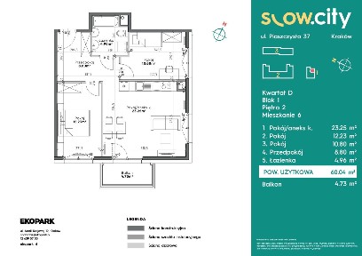 3-pokojowe mieszkanie 65m2 + loggia