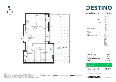 2-pokojowe mieszkanie 45m2 + ogródek