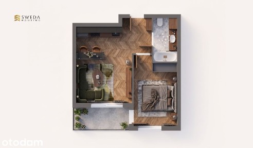 Blisko Motławy | 2 pokoje z loggią | 37 m2