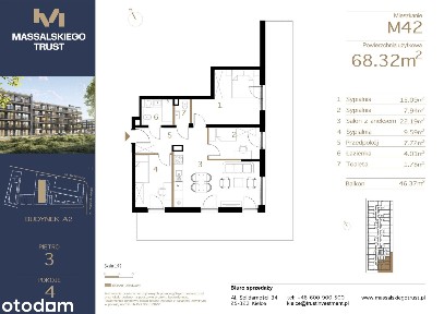 4-pokojowe mieszkanie 68m2 + balkon
