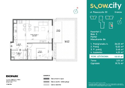 2-pokojowe mieszkanie 46m2 + ogródek Bez Prowizji