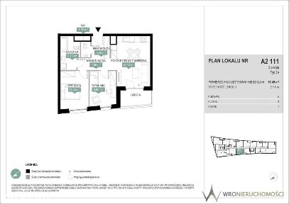 3 pokoje | 56,49 m² | balkon | I piętro | Wrocław