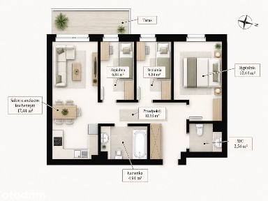 4 Pok | Balkon | Osobne WC | Zachód | Prowizja 0%