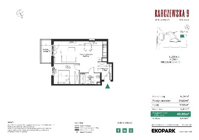 2-pokojowe mieszkanie 49m2 + balkon