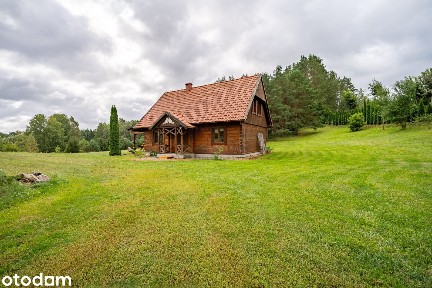 Wyjątkowy dom z bali na Mazurach-duża działka z potencjałem